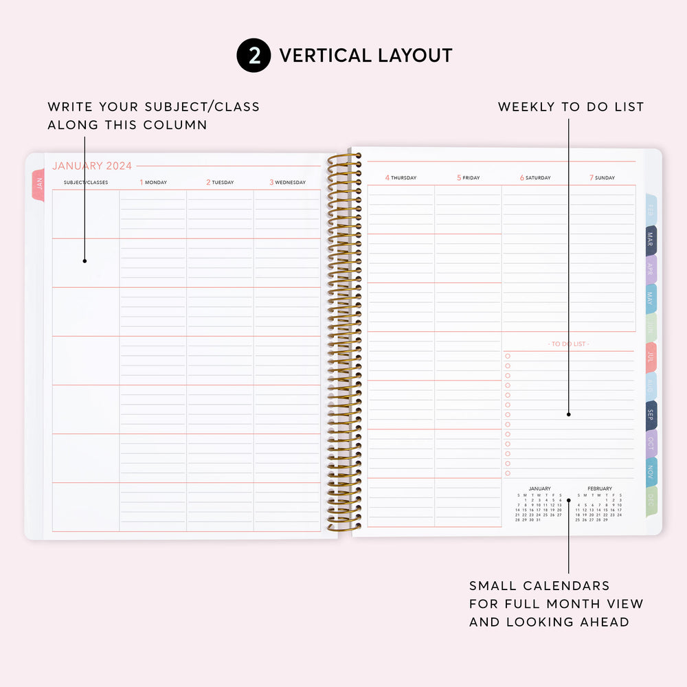 8.5x11 Teacher Planner - Flirty Florals Colorful