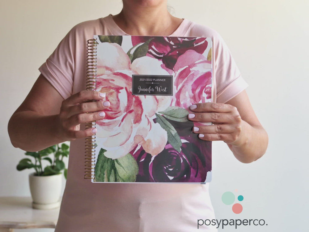 
                  
                    Load and play video in Gallery viewer, 8.5x11 Teacher Planner - Plum Blush Roses
                  
                