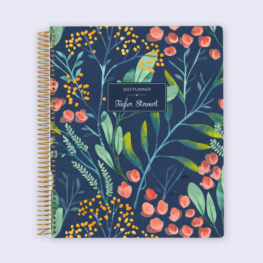 8.5x11 Student Planner - Navy Watercolor Floral