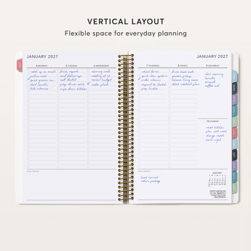 January 2027 vertical weekly spread