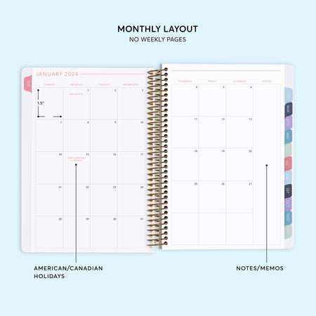 6x9 Monthly Planner - Blue Navy Color Block