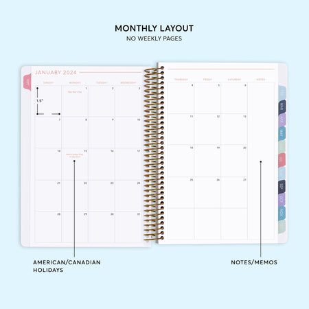 6x9 Monthly Planner - Blue Color Block