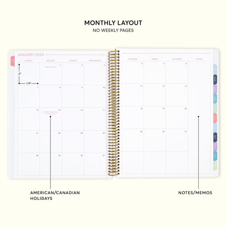 8.5x11 Monthly Planner - Flirty Florals Blush