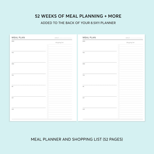Meal Planning Section - for 8.5x11 Planners