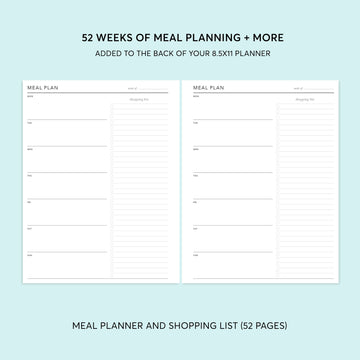 Meal Planning Section - for 8.5x11 Planners