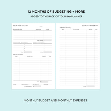Budget Planning Section - for 6x9 planners