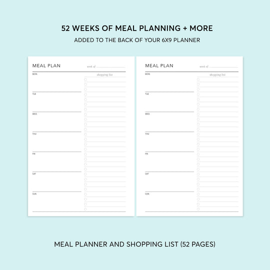 Meal Planning Section - for 6x9 planners