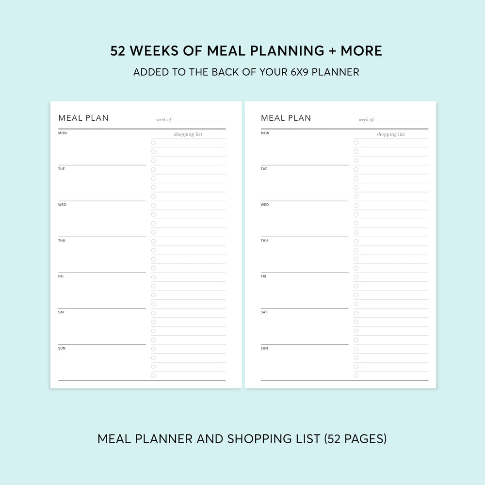 Meal Planning Section - for 6x9 planners