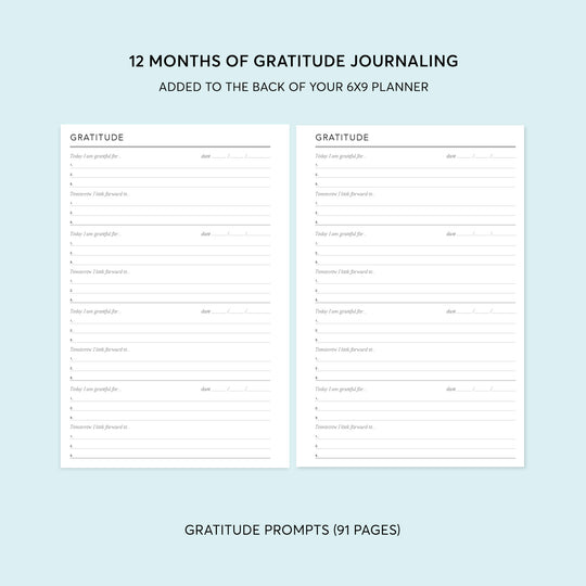 GRATITUDE SECTION for 6x9 planners - for 6x9 planners