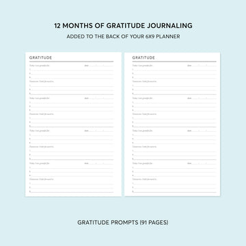 GRATITUDE SECTION for 6x9 planners - for 6x9 planners