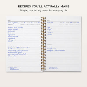 
                  
                    Meal planner recipe pages with handwritten ingredients, directions and notes.
                  
                