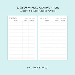 
                  
                    6×9 meal-planning add-on showing pantry inventory pages
                  
                