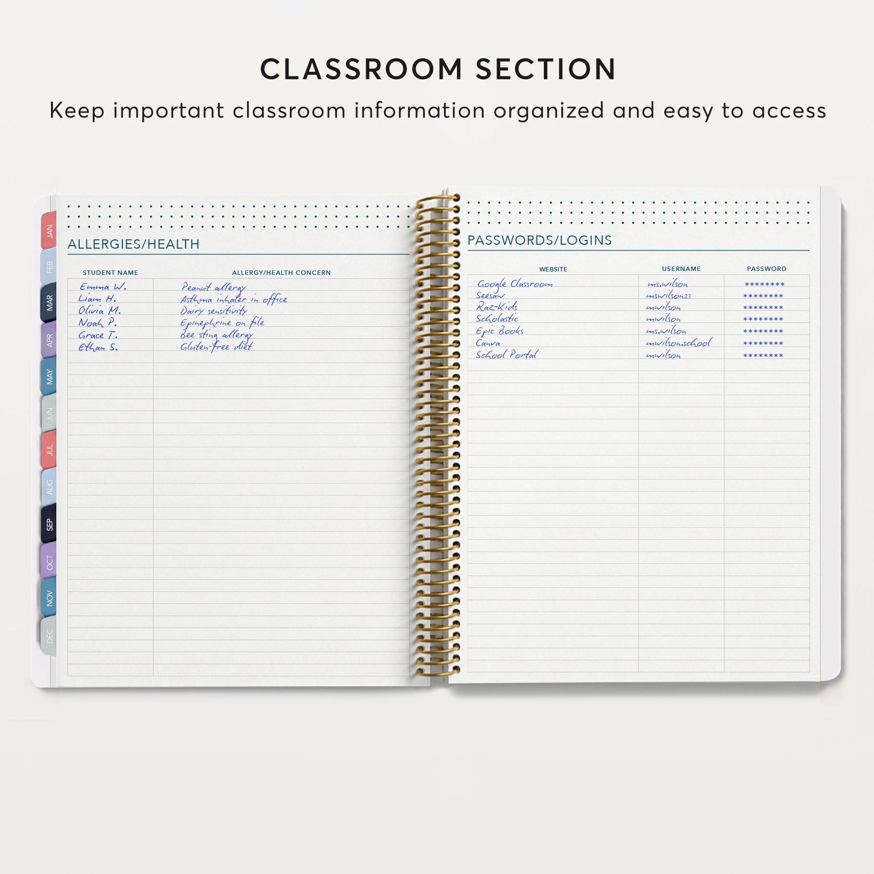 ノート・メモ帳 teacher 8.5×11 Teacher Planner - Rosemarket | Posy Paper Co.