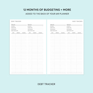 
                  
                    6×9 budget add-on showing debt tracker pages
                  
                