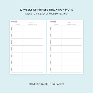 
                  
                    Preview of the fitness tracking pages for a 6×9 Posy planner
                  
                