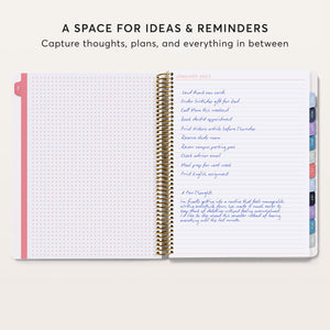
                  
                    Student planner notes spread with dot-grid paper and handwritten reminders on lined paper.
                  
                