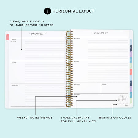 8.5x11 Weekly Planner - Neutral Abstract Ink