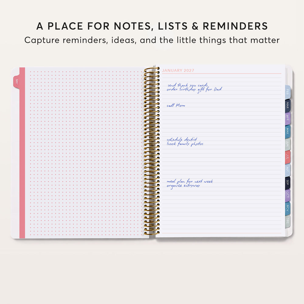 
                  
                    The image is an open spiral-bound notebook with a blank page, and it appears to be a place for notes, lists, and reminders.
                  
                