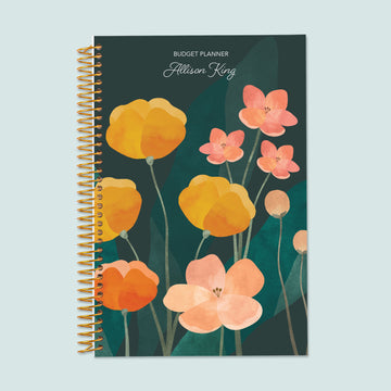 6x9 Budget Planner - Abstract Florals Green Multicolor