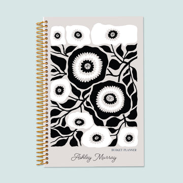 6x9 Budget Planner - Artful Flowers Black and White