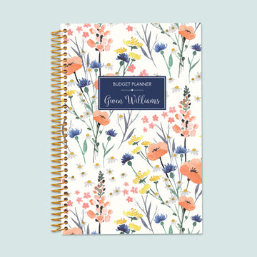 6x9 Budget Planner - Field Flowers Blue
