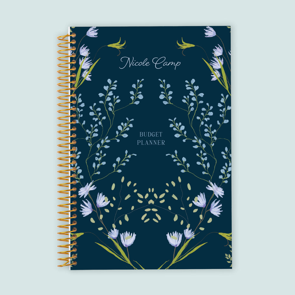 6x9 Budget Planner - Flower Frame Blue