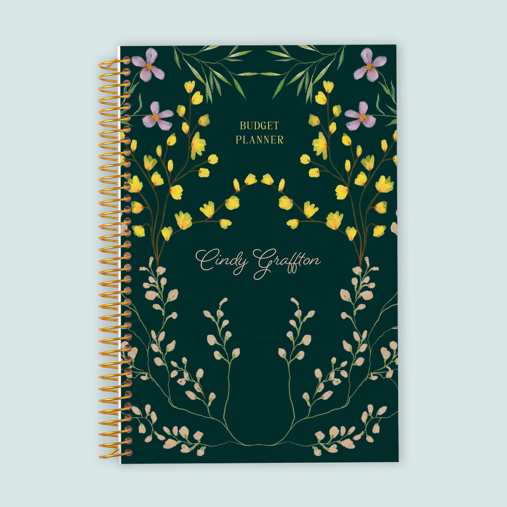 6x9 Budget Planner - Flower Frame Green