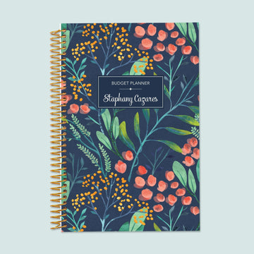 6x9 Budget Planner - Navy Watercolor Floral