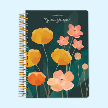 6x9 Daily Planner - Abstract Florals Green Multicolor