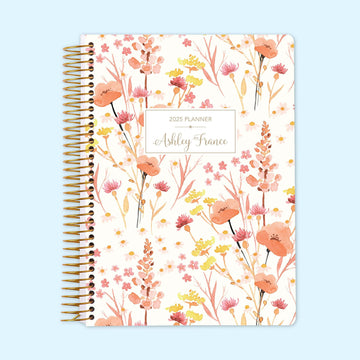 6x9 Daily Planner - Field Flowers Pink