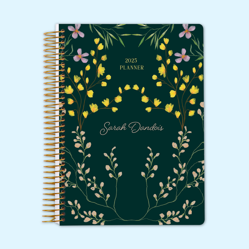 6x9 Daily Planner - Flower Frame Green