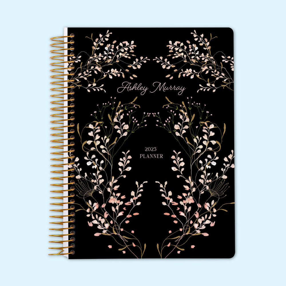 2025 Diary Slim Week To View Hard Cover Slimline Notebook Planner Journal Floral - Foto 3