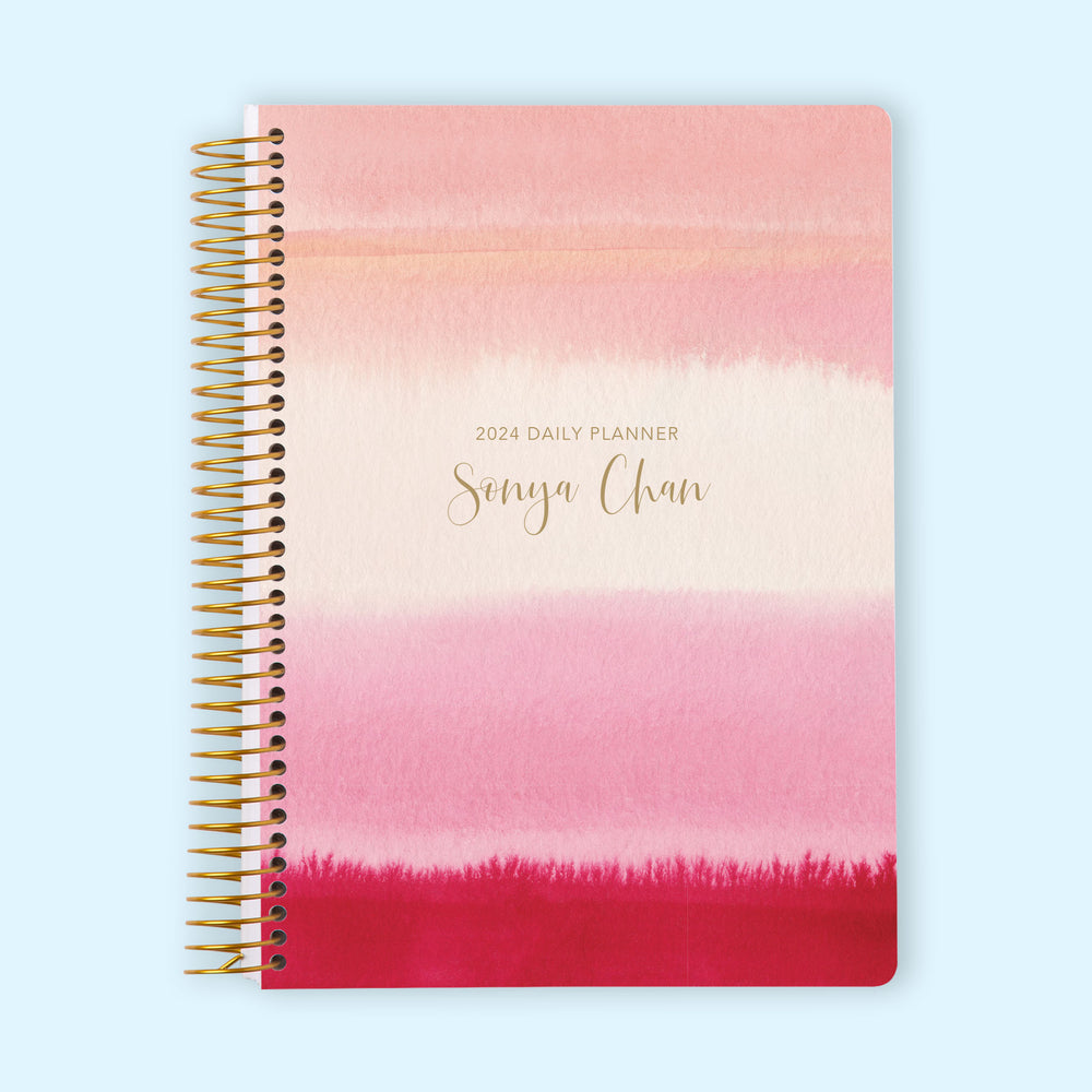 6x9 Daily Planner - Pink Watercolor Gradient