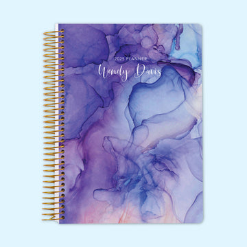 6x9 Daily Planner - Purple Blue Flowing Ink