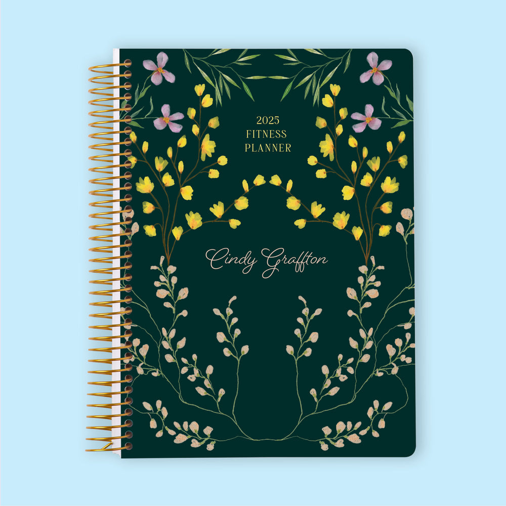 6x9 Fitness Planner - Flower Frame Green