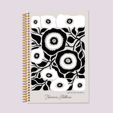 6x9 Gratitude Journal - Artful Flowers Black and White