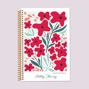 6x9 Gratitude Journal - Artful Flowers Red Flowers
