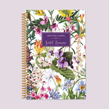 Gratitude journal with a Colorful Florals White cover, featuring delicate florals for a refreshing and inspiring journaling experience.
