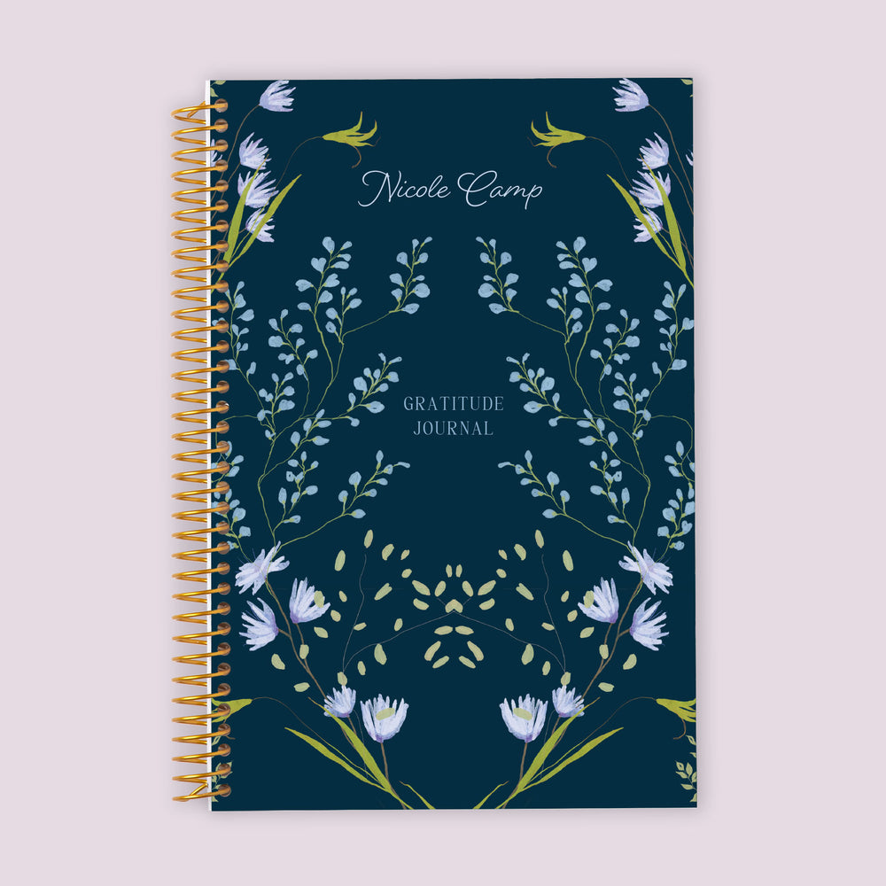 6x9 Gratitude Journal - Flower Frame Blue