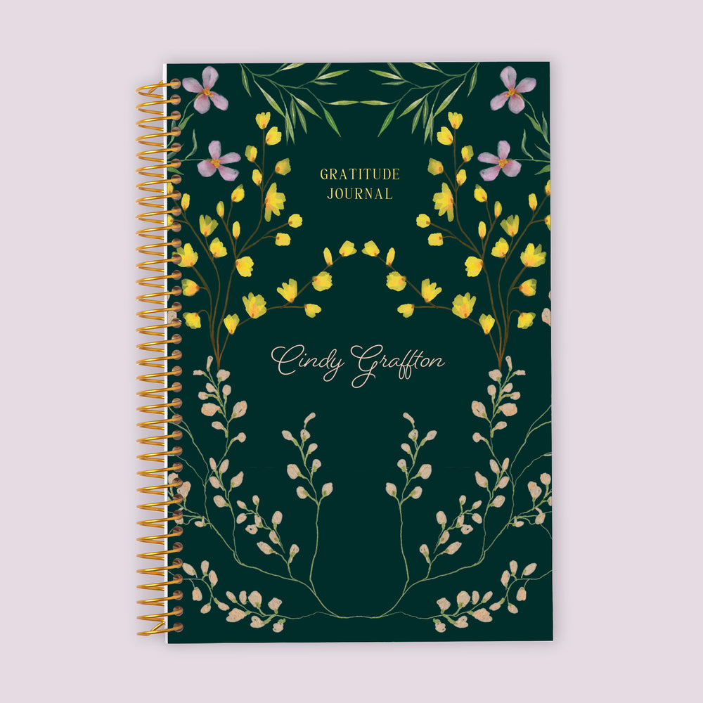 6x9 Gratitude Journal - Flower Frame Green