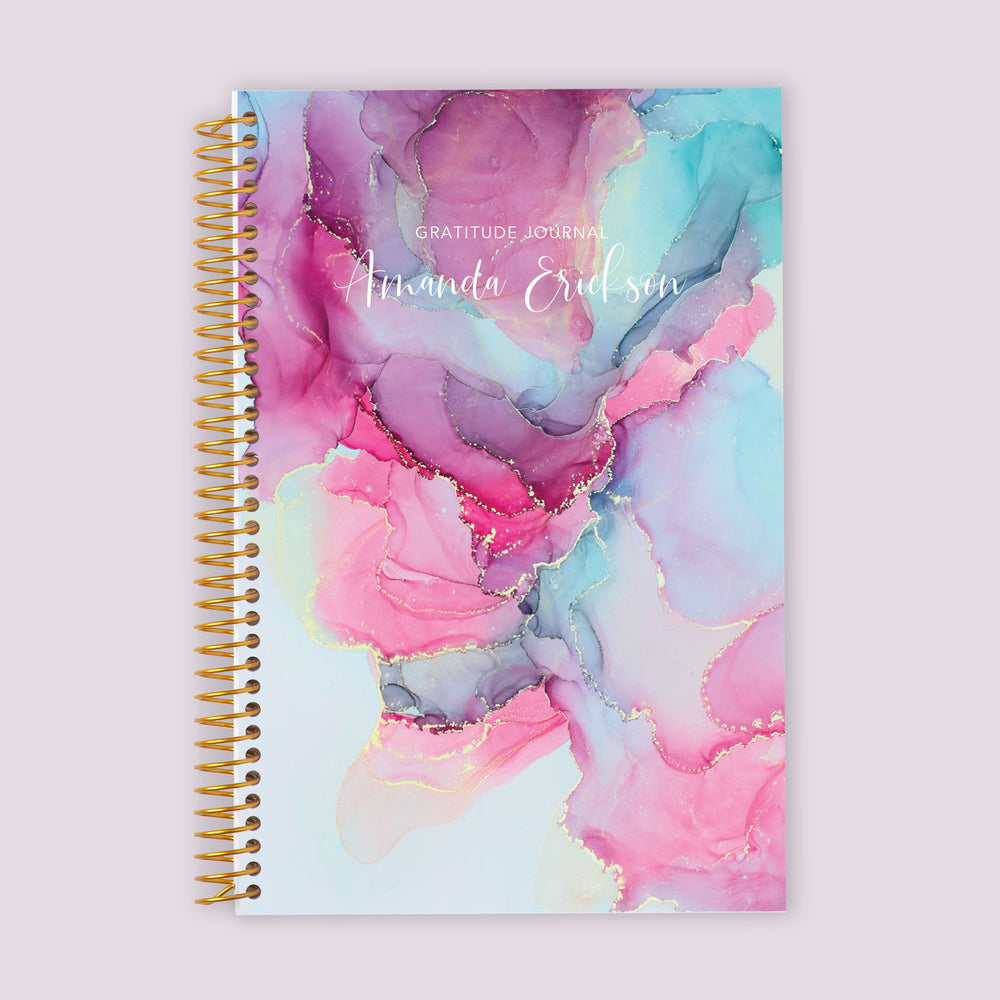 6x9 Gratitude Journal - Pink Blue Abstract Ink