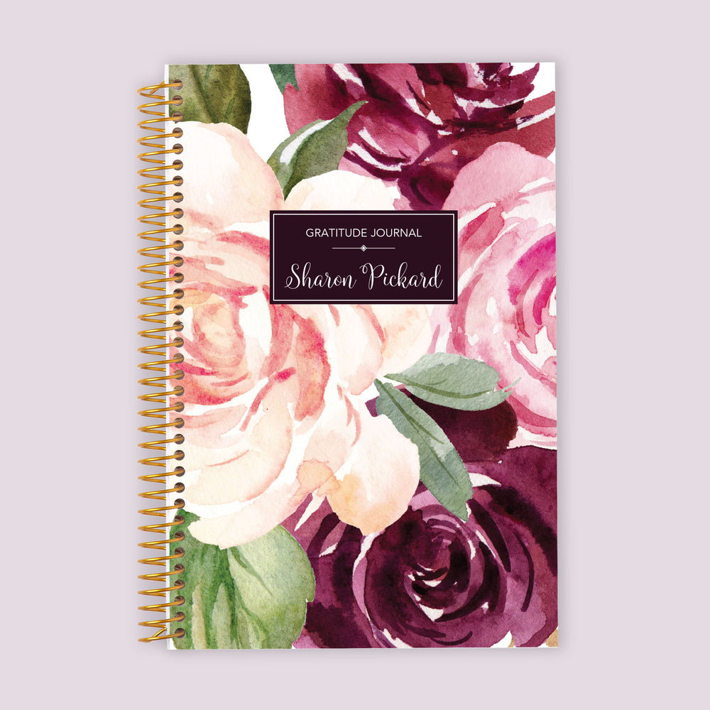 6x9 Gratitude Journal - Plum Blush Roses