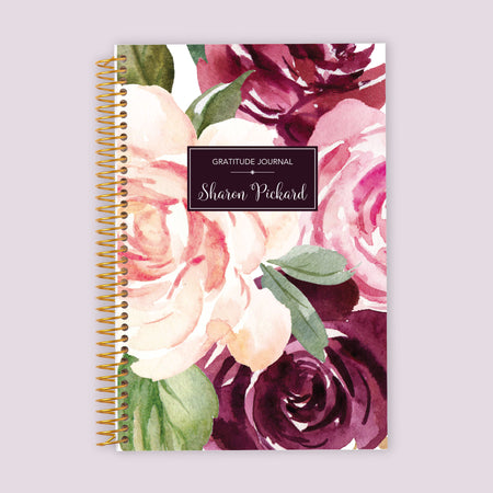 6x9 Gratitude Journal - Plum Blush Roses