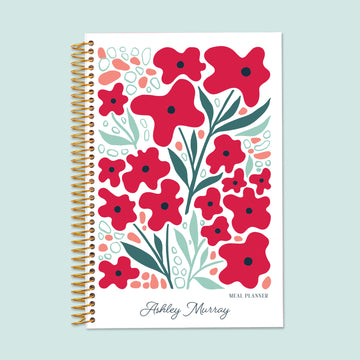 6x9 Meal Planner - Artful Flowers Red Flowers