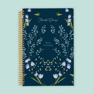 6x9 Meal Planner - Flower Frame Blue