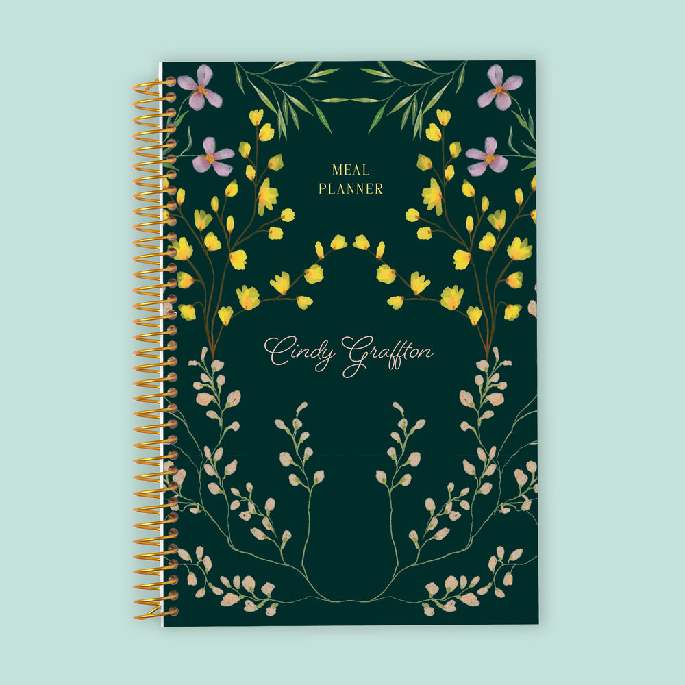 6x9 Meal Planner - Flower Frame Green