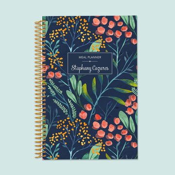 6x9 Meal Planner - Navy Watercolor Floral