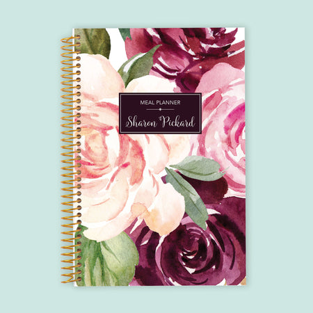 6x9 Meal Planner - Plum Blush Roses