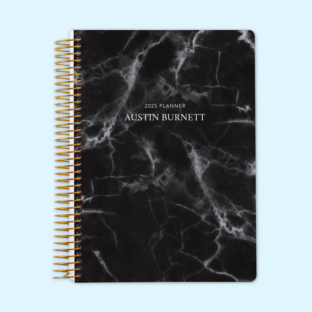 6x9 Monthly Planner - Black Marble