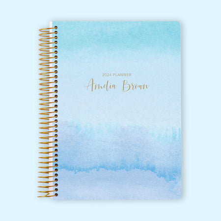 6x9 Monthly Planner - Blue Lavender Watercolor Gradient